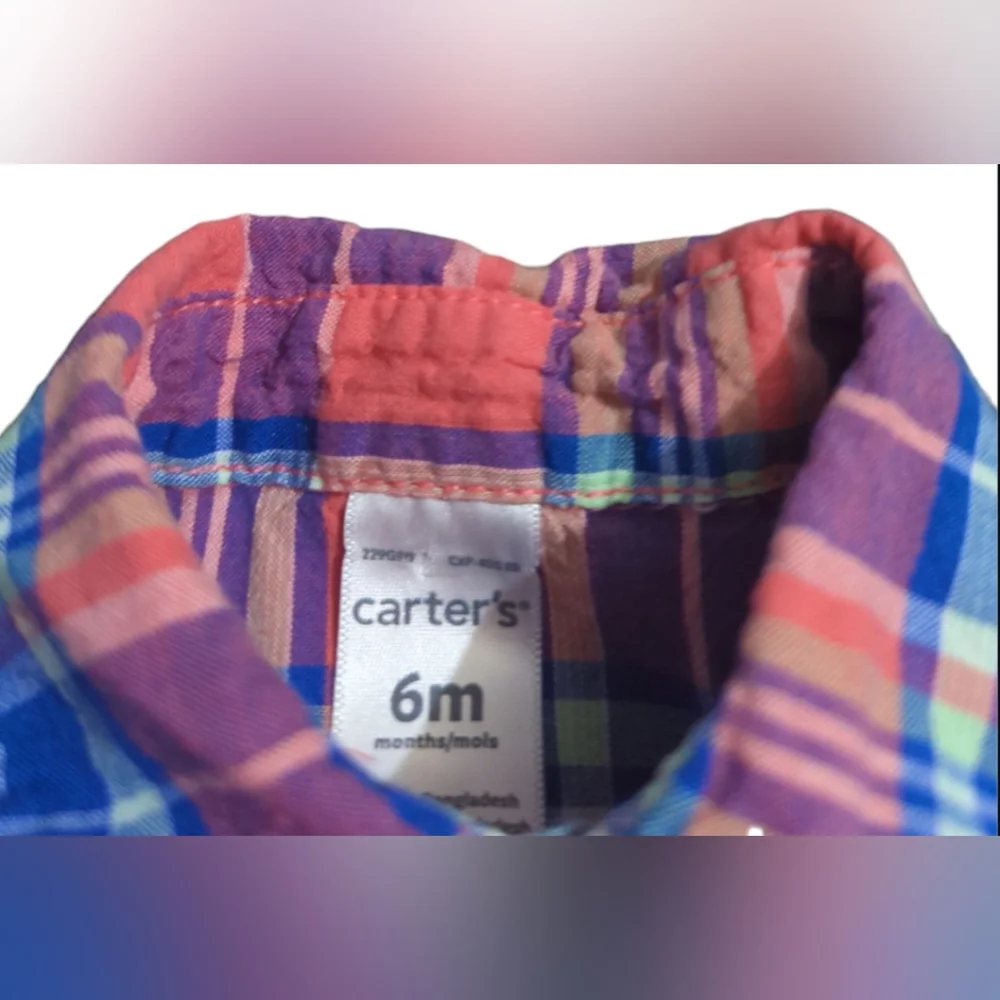 Carter's Plaid Shirt Size 6 Months.